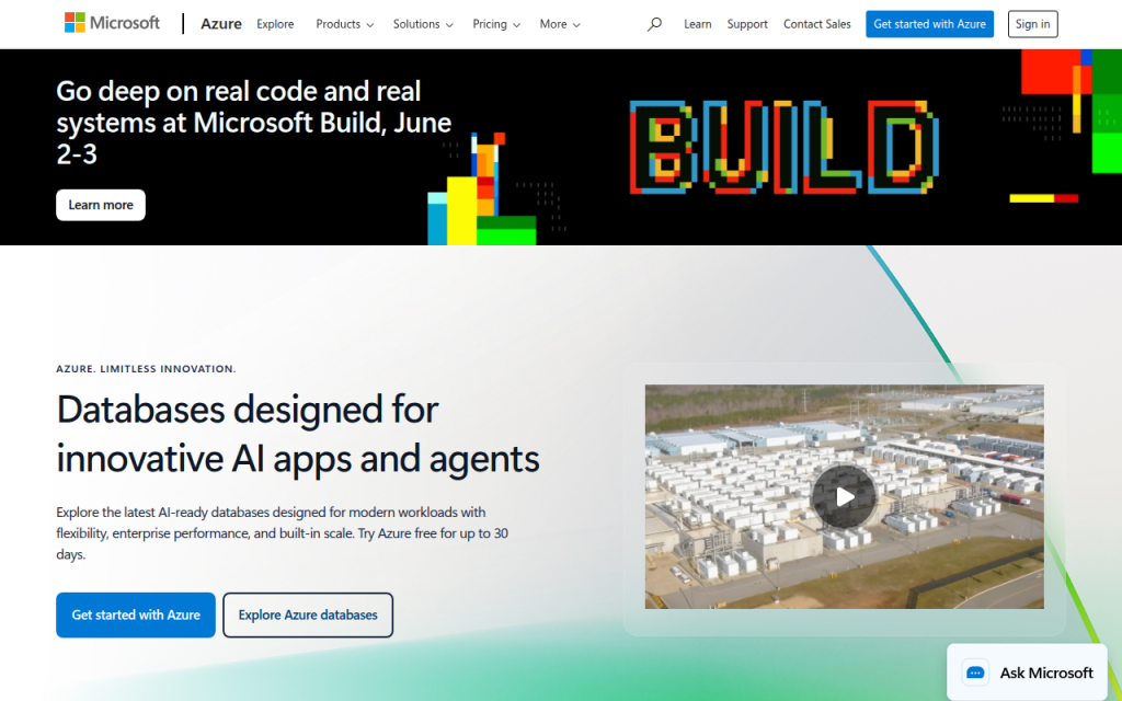 Screenshot of azure.microsoft.com