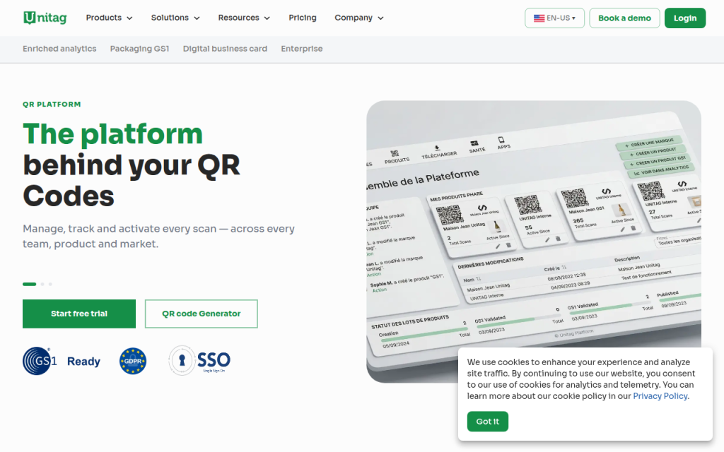 Screenshot of unitag.io