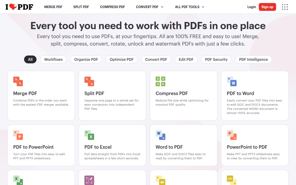 Screenshot of ilovepdf.com