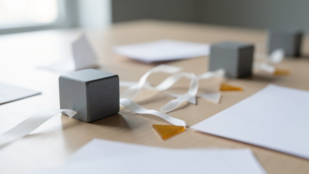 A flow diagram showing a sequence of handoffs between team members where small issues accumulate: missed handoff, duplicated edits, inconsistent formatting, and unclear ownership. Visual cues like warning icons and faded arrows indicate quiet failures that slow the workflow.