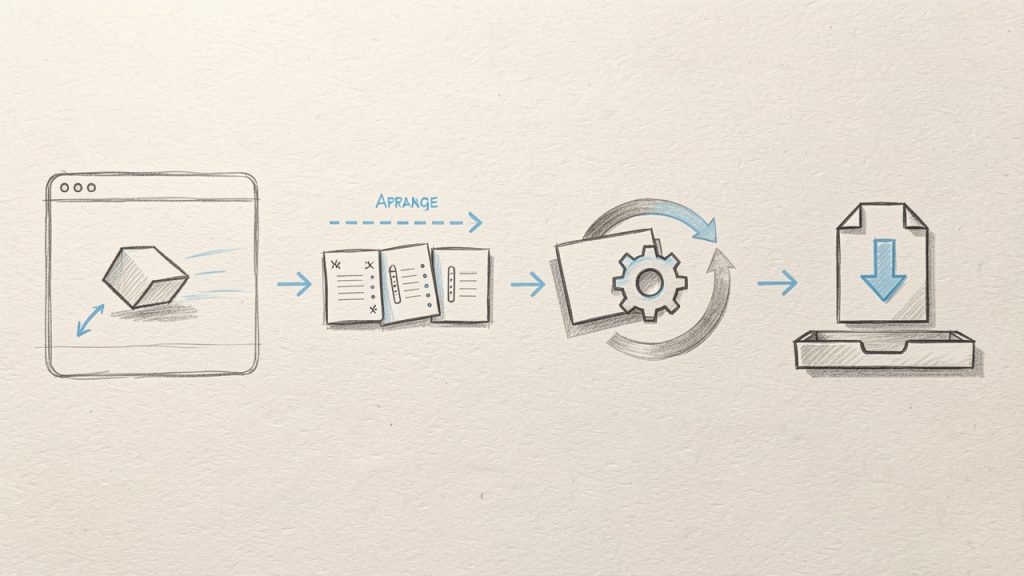Upload, arrange, merge, download flow