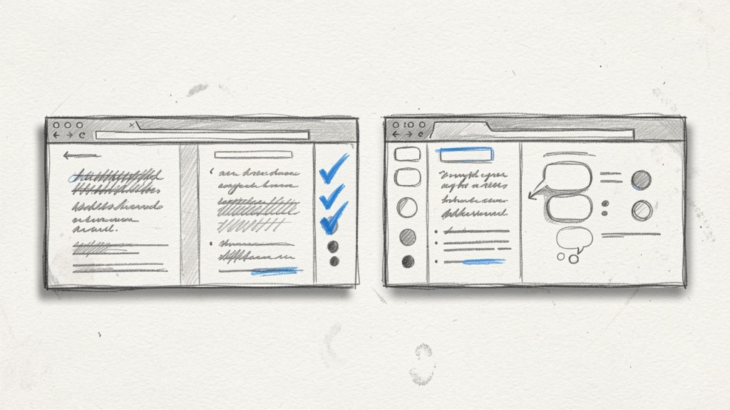 Clean side-by-side browser mockup showing five editor screenshots (Grammarly, LanguageTool, QuillBot, ProWritingAid, Hemingway) with each tool’s name, a short 'Best for' label, and checkmarks highlighting strengths vs. limitations — visualizing the quick comparison table.