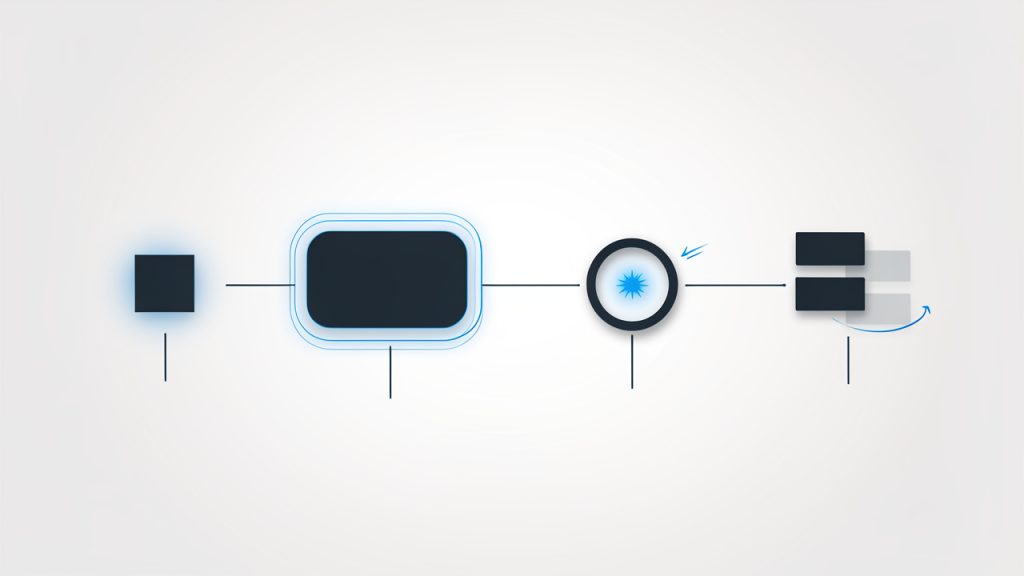 اختبار سرعة الموقع المجاني: تحسين سرعة التحميل والتحويلات 3 A staged timeline of page load showing key metrics: First Contentful Paint (FCP) as first visible content, Largest Contentful Paint (LCP) when main content appears, Time to Interactive (TTI) when controls respond, and Cumulative Layout Shift (CLS) illustrated as elements jumping , labeled with approximate positions on the timeline.