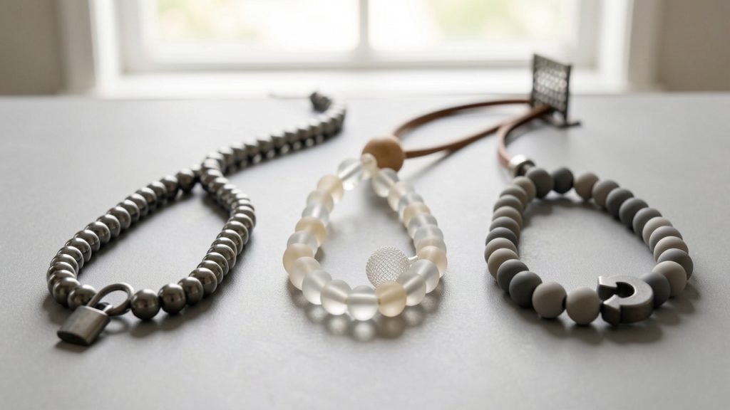 Token-generation comparison graphic: three parallel flows for counter-based (counter → base62 encoder → short slug), random token (crypto random → collision check → slug), and hash-based (hash(target) → truncate → slug). For each flow show short pros/cons icons/text: predictability (low/high), collision risk (none/possible), idempotence (no/yes), typical length. Optionally show custom slug path (user-specified slug → uniqueness check).