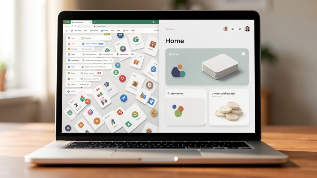 Home as a personal command surface, before/after