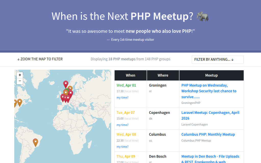 Screenshot của friendsofphp.org