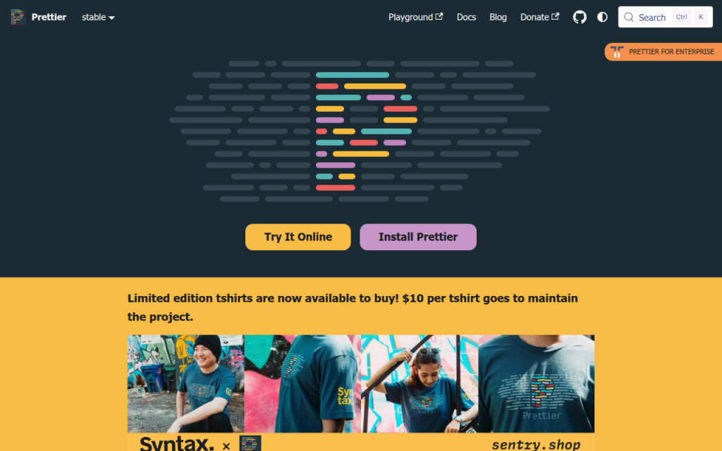 Руководство по PHP-форматировщику: инструменты, лучшие практики и настройка 35 Screenshot of prettier.io